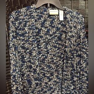 Alfred Dunner Blue, Gray & Cream Bouclé Open Cardigan